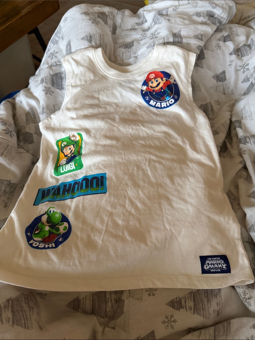 Nintendo White Kids Sleeveless Tank with Mario Luigi Yoshi Graphics